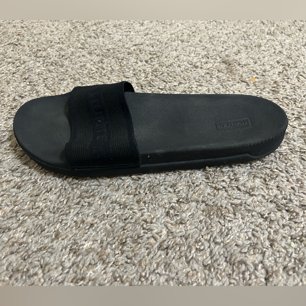 Hunter Original Elastic Slide Sandals Black Women's Cushioned Textile Open Toe - Picture 2 of 9